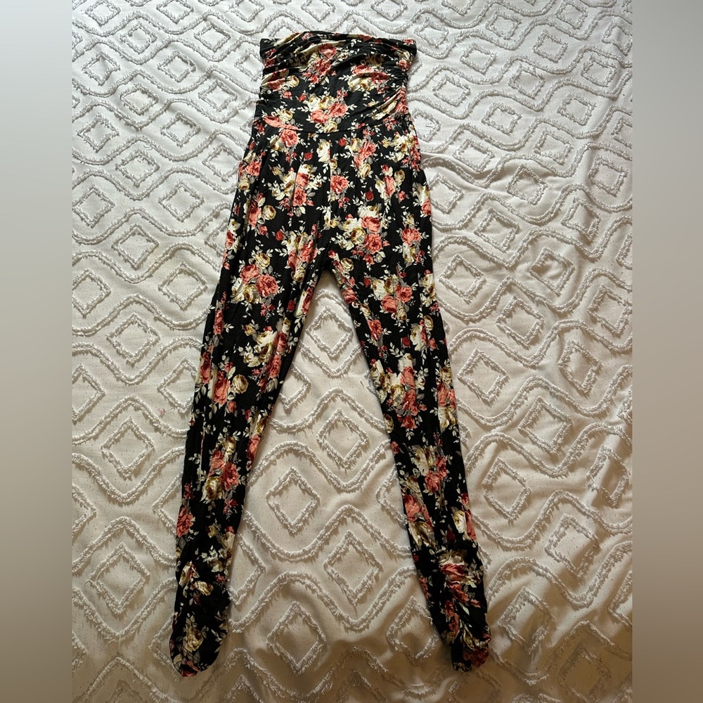 Size small black floral jumpsuit